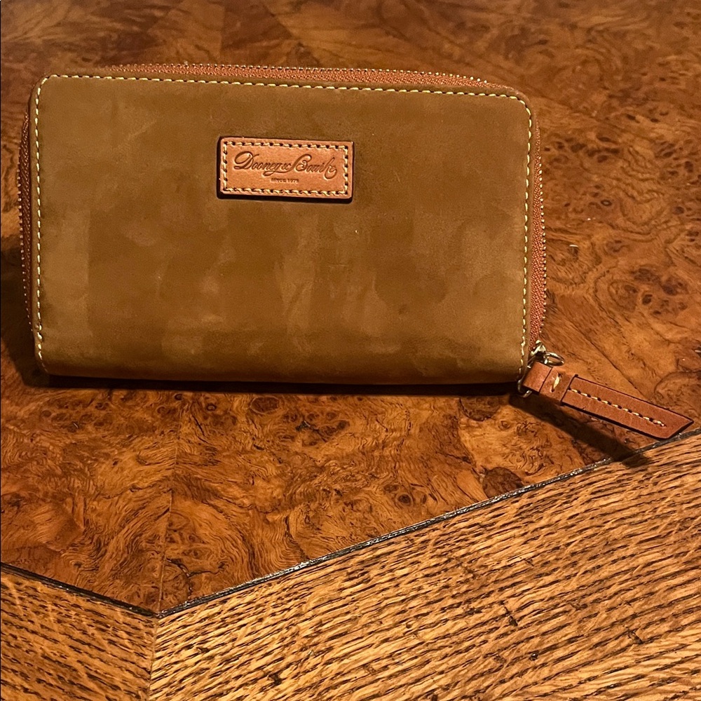 Dooney & Bourke Tan Suede Zip Wallet